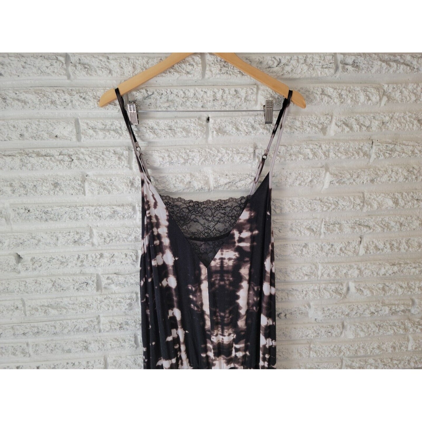 Cacique Women Pajama 22 24 Romper Wide Leg Adjustable Spaghetti Black Watercolor