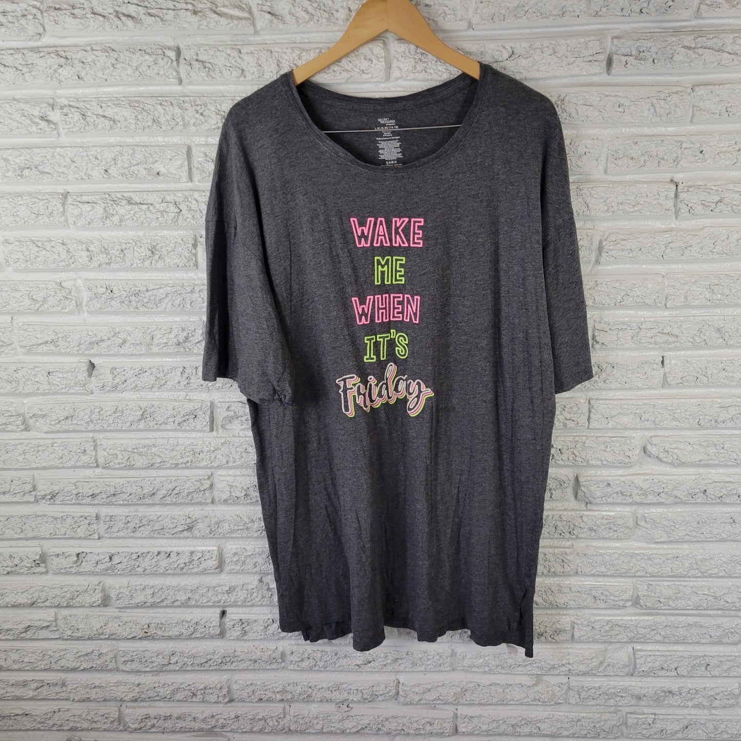 Secret Treasures L/XL Pajama Top Gray Soft Cotton Blend Crew Neck PJ Shirt Women