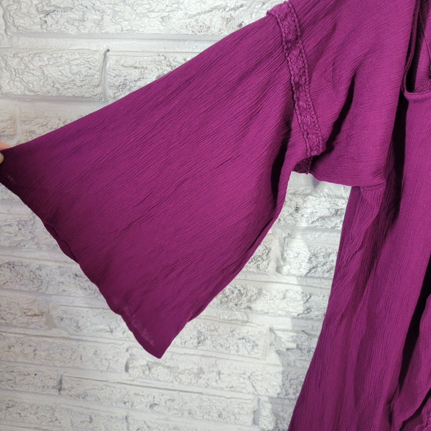 Terra Sky Womens Dress 2X Plus Mini Bell Cold Shoulder Sleeve Purple Lace Trim