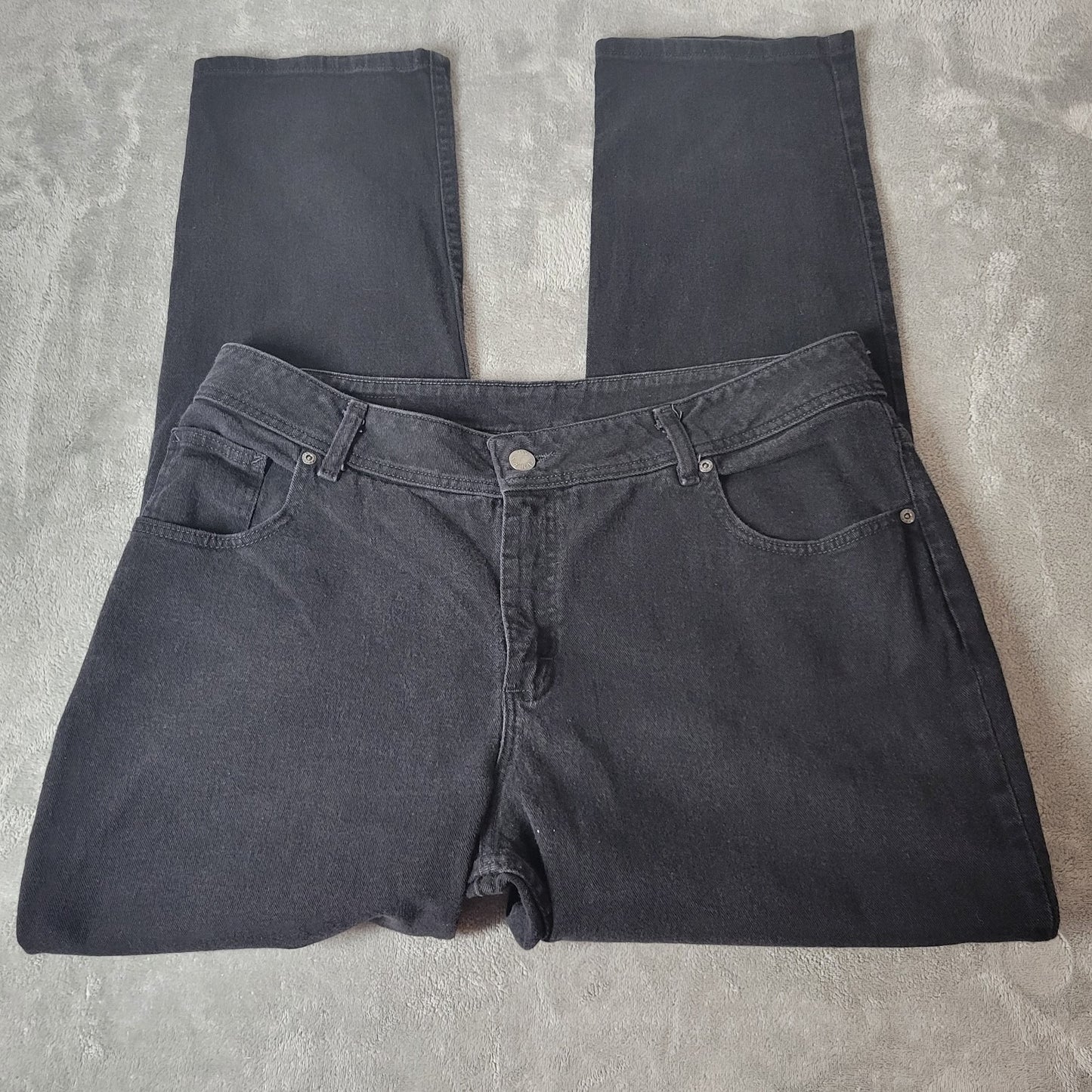 Riders Lee Womens Jeans 20W Plus Straight Leg Black Denim Wash Zip Fly Comfy