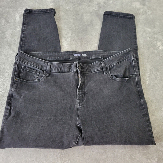 Old Navy Rockstar Womens Jeans 20 Super Skinny Black Denim Comfy Cotton Blend