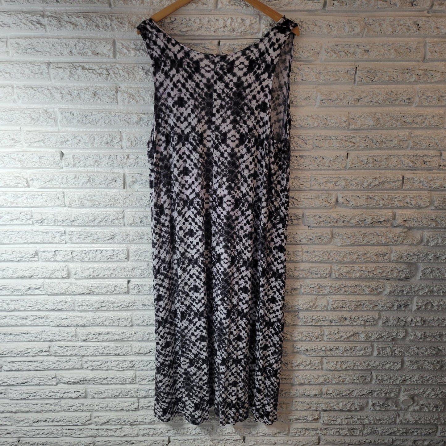 George Womens Dress 4X Plus Tank Black White Tie Die Asymmetric High Low Casual