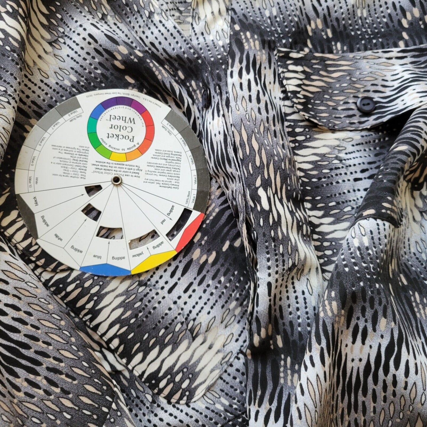 Kim Rogers Womens Top 1X Roll Tab Sleeve Black Tan Geometric Lightweight Button