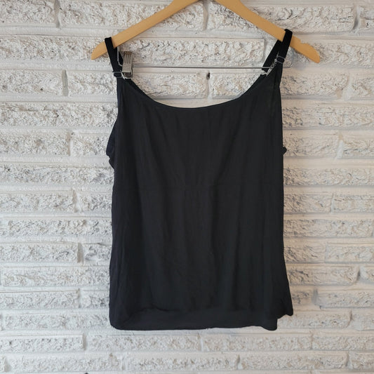 Daisy Fuentes Women Top 2X Camisole Favorite Slimming Black Adjustable Spaghetti