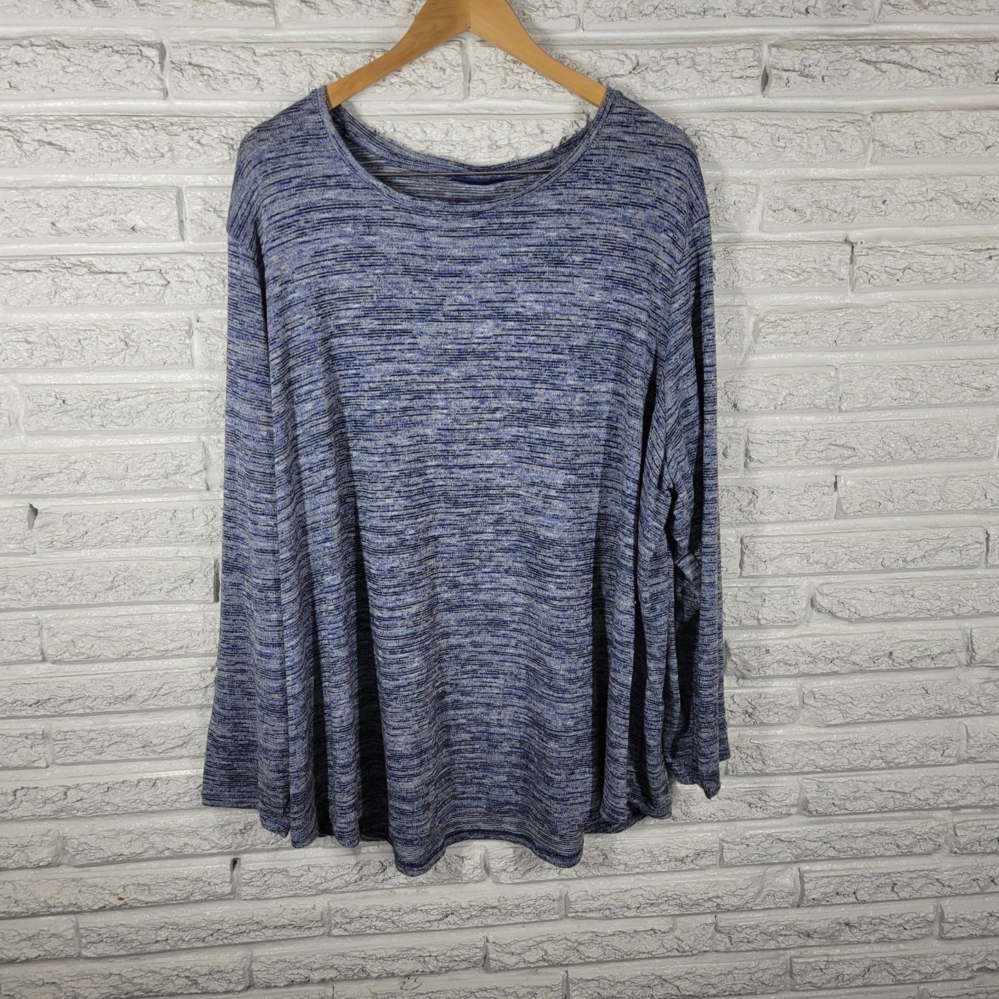 Apt 9 Womens Sweater 4X Plus Pullover Blue Marled Poly Blend Casual Travel Comfy