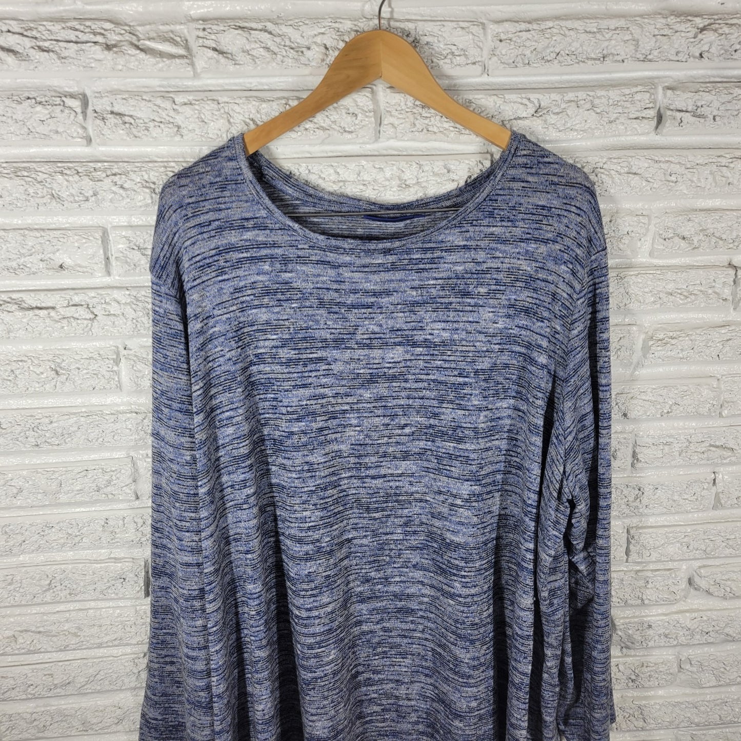 Apt 9 Womens Sweater 4X Plus Pullover Blue Marled Poly Blend Casual Travel Comfy