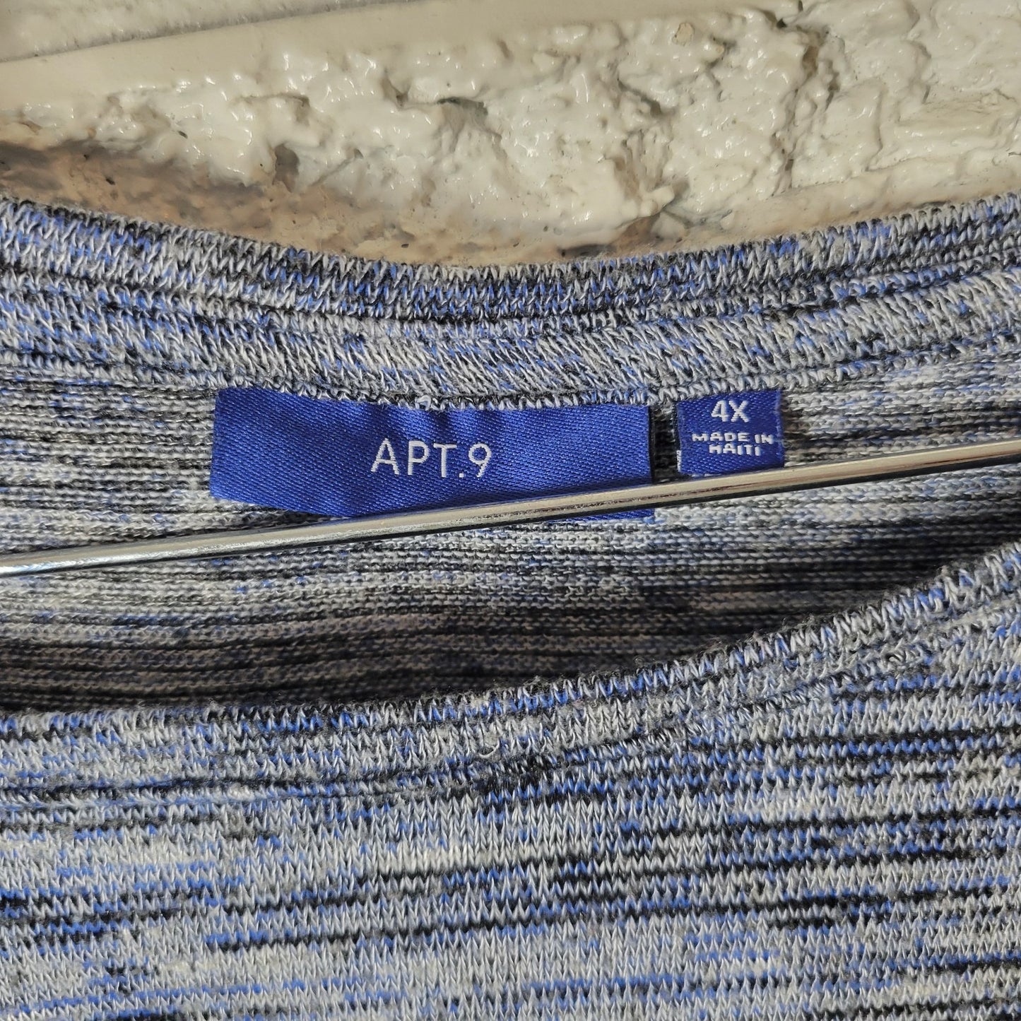 Apt 9 Womens Sweater 4X Plus Pullover Blue Marled Poly Blend Casual Travel Comfy