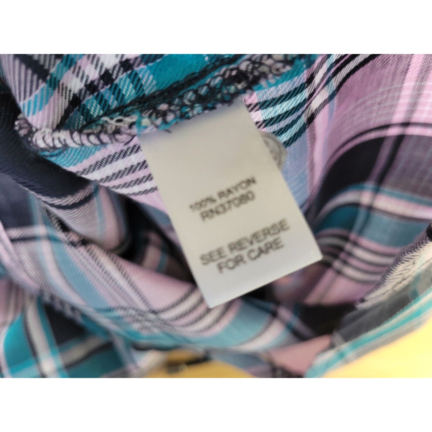 Cato Est 1948 Women Top 18W 20W Plus Lace Up 3/4 Sleeve Blue Plaid Lightweight