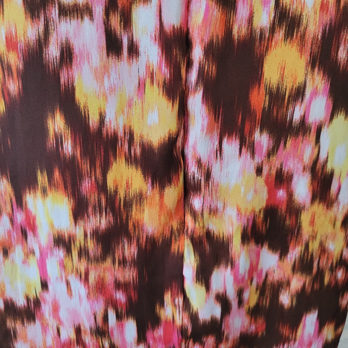 Liz Claiborne Womens Top XL Sleeveless Zip Up Brown Watercolor Lightweight Lined