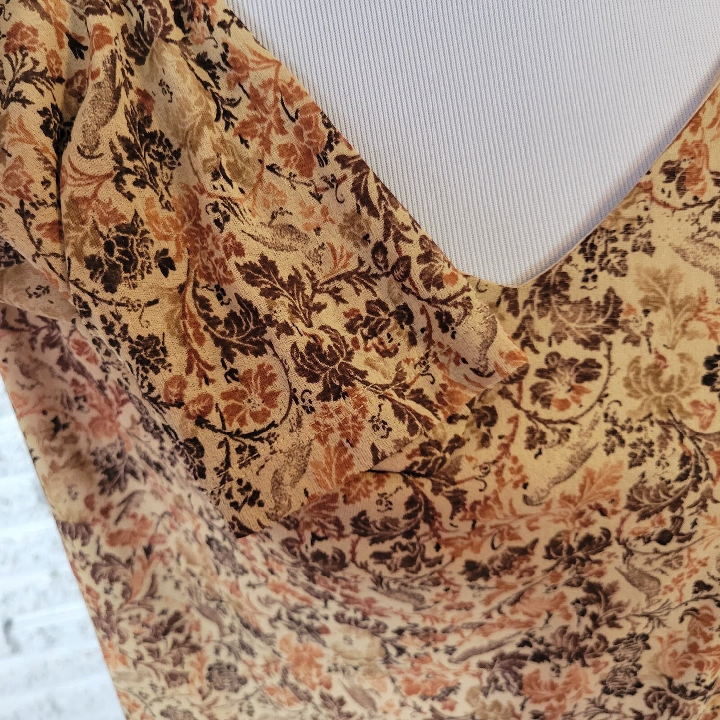 Lane Bryant Womens Top 18 20 Plus 3/4 Sleeve Brown Polyester Sheer Lightweight