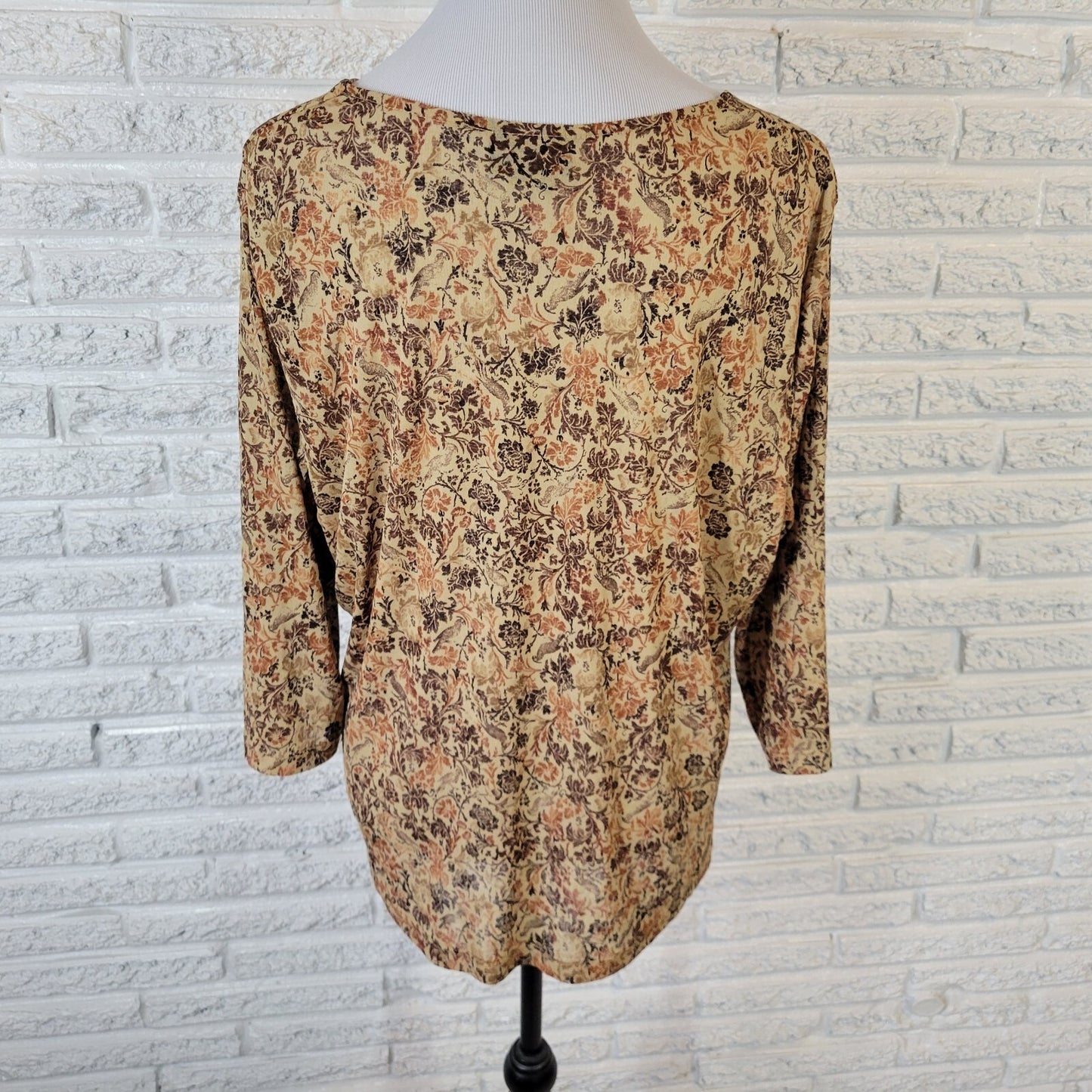 Lane Bryant Womens Top 18 20 Plus 3/4 Sleeve Brown Polyester Sheer Lightweight
