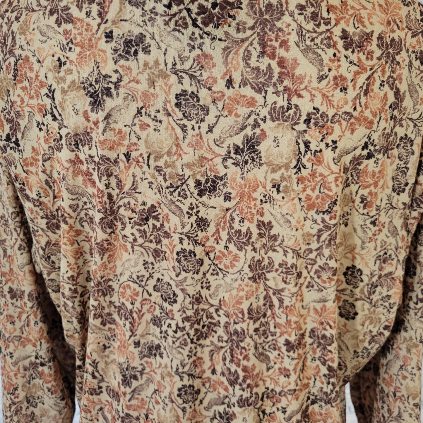 Lane Bryant Womens Top 18 20 Plus 3/4 Sleeve Brown Polyester Sheer Lightweight