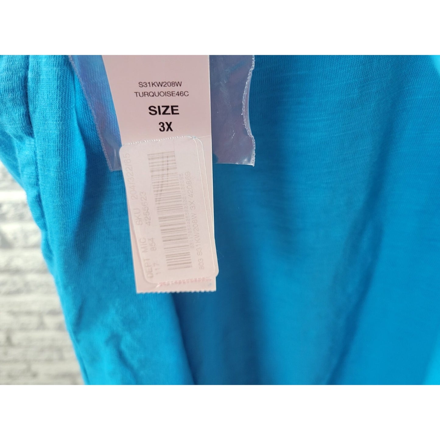 Westbound Women Top 3X Plus Tunic Roll Tab Sleeve Blue Cotton Casual Pintuck New