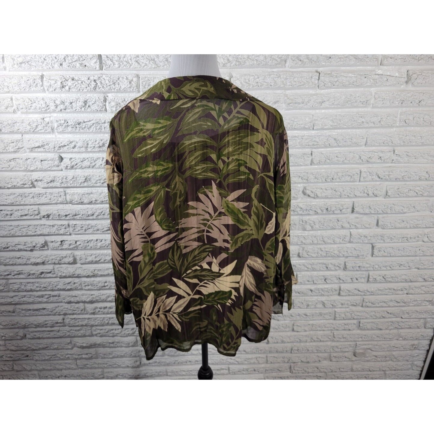 Style & Co Womens Top 20W Long Bell Sleeve Green Floral with Tank Career Rayon