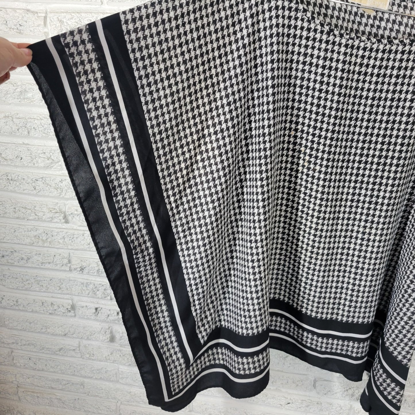 Michael Kors Womens Top 3X Plus Kimono Sleeve Black Houndstooth Lightweight