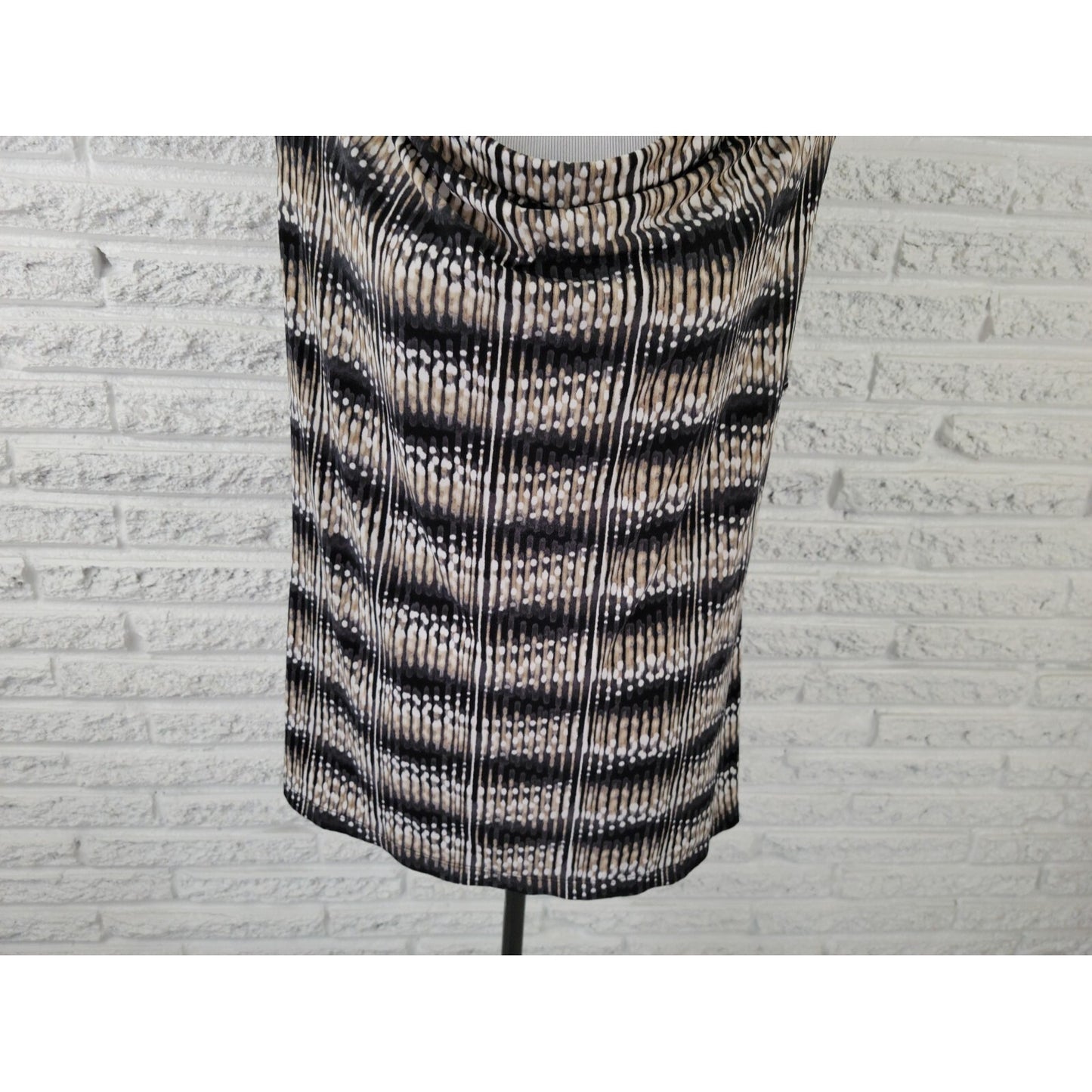 Worthington Womens Top Extra Large Sleeveless Black Tan Watercolor Office Draped