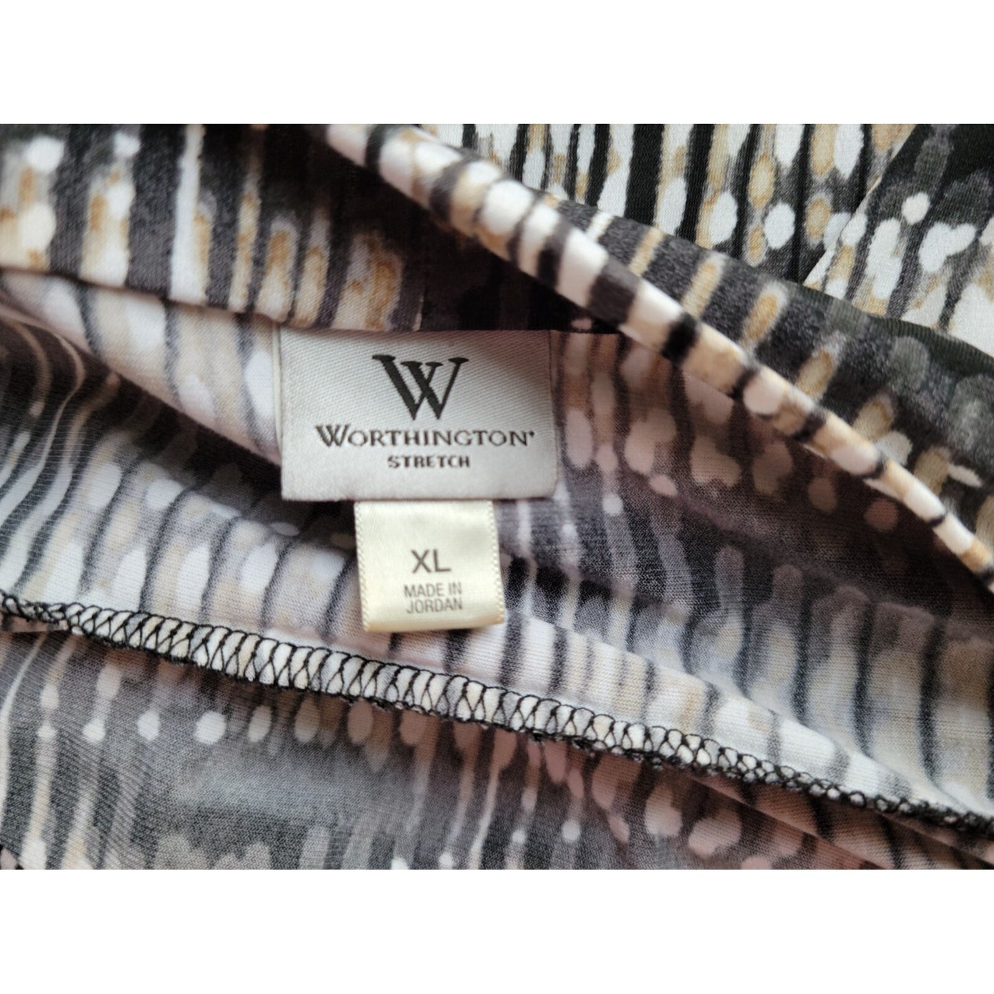 Worthington Womens Top Extra Large Sleeveless Black Tan Watercolor Office Draped