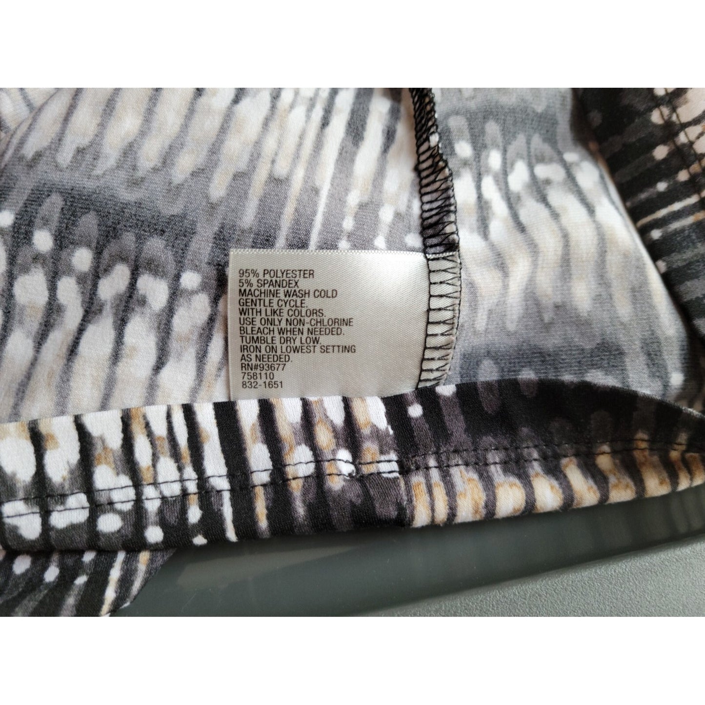 Worthington Womens Top Extra Large Sleeveless Black Tan Watercolor Office Draped