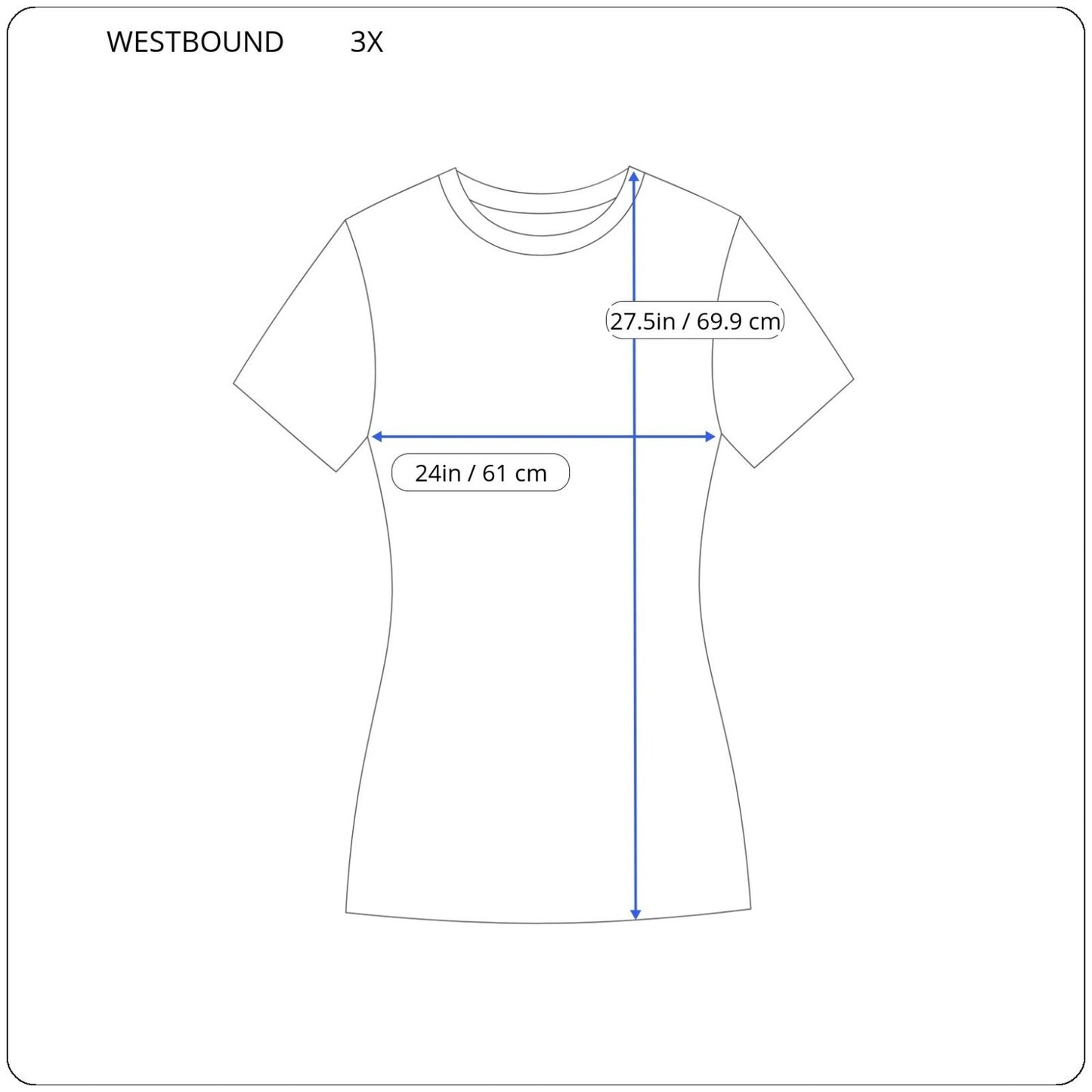 Westbound Womens Top 3X Plus Tee Short Sleeve Blue Asymmetric Comfy Cotton Blend