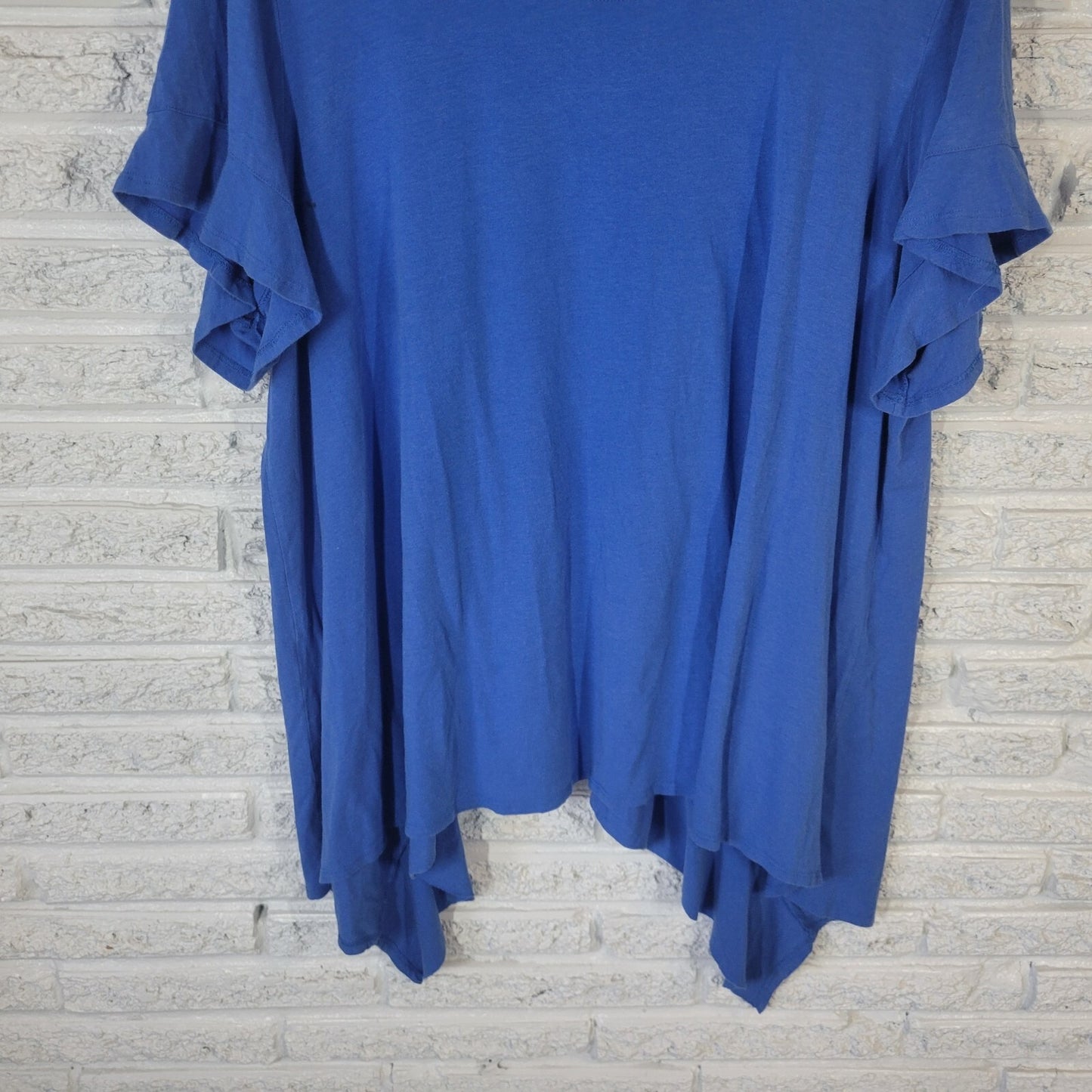 Westbound Womens Top 3X Plus Tee Short Sleeve Blue Asymmetric Comfy Cotton Blend