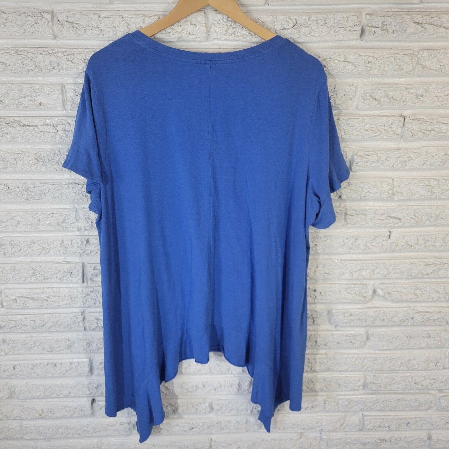 Westbound Womens Top 3X Plus Tee Short Sleeve Blue Asymmetric Comfy Cotton Blend