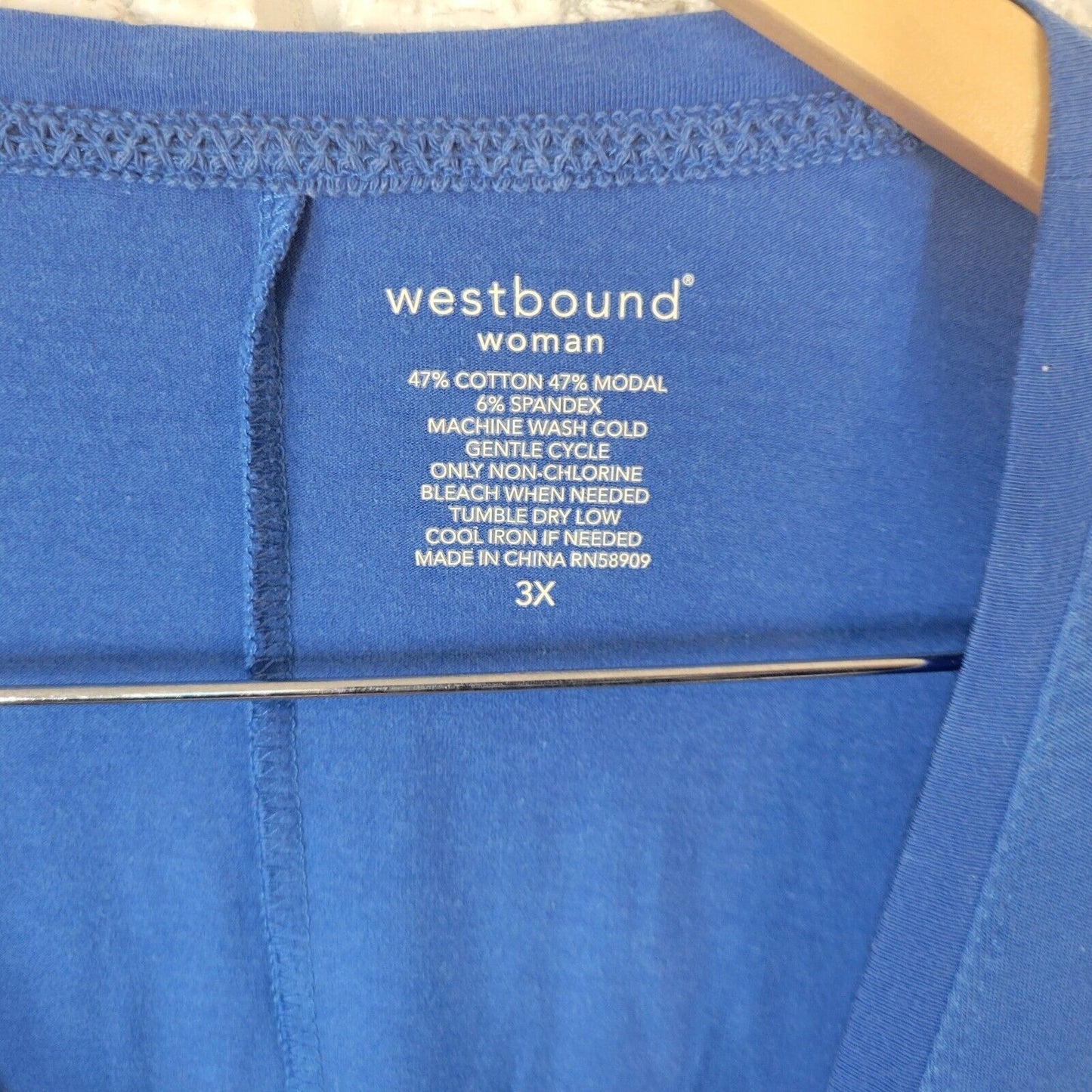 Westbound Womens Top 3X Plus Tee Short Sleeve Blue Asymmetric Comfy Cotton Blend