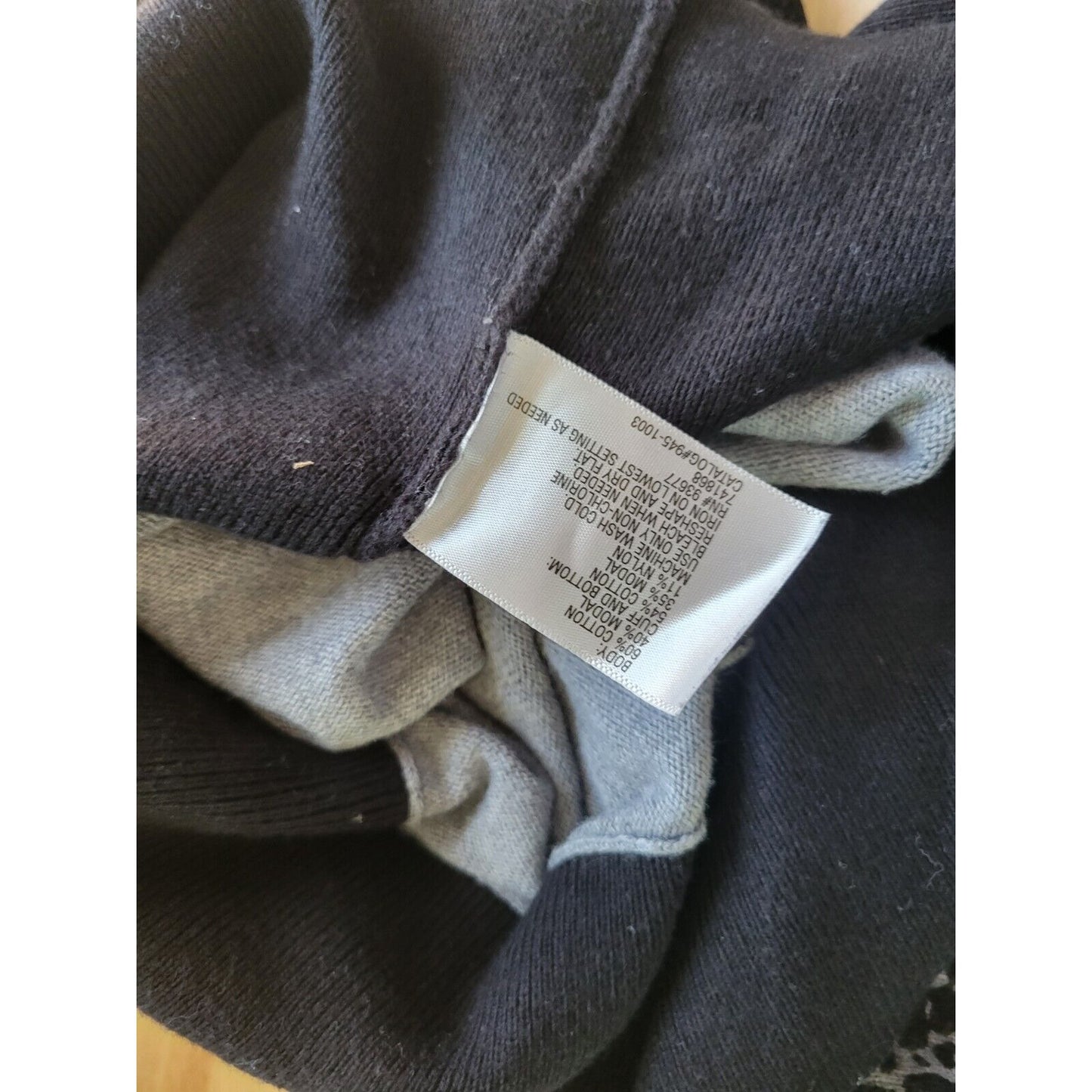 Worthington Womens Sweater 1X Plus Dolman Sleeve Black Watercolor Lightweight