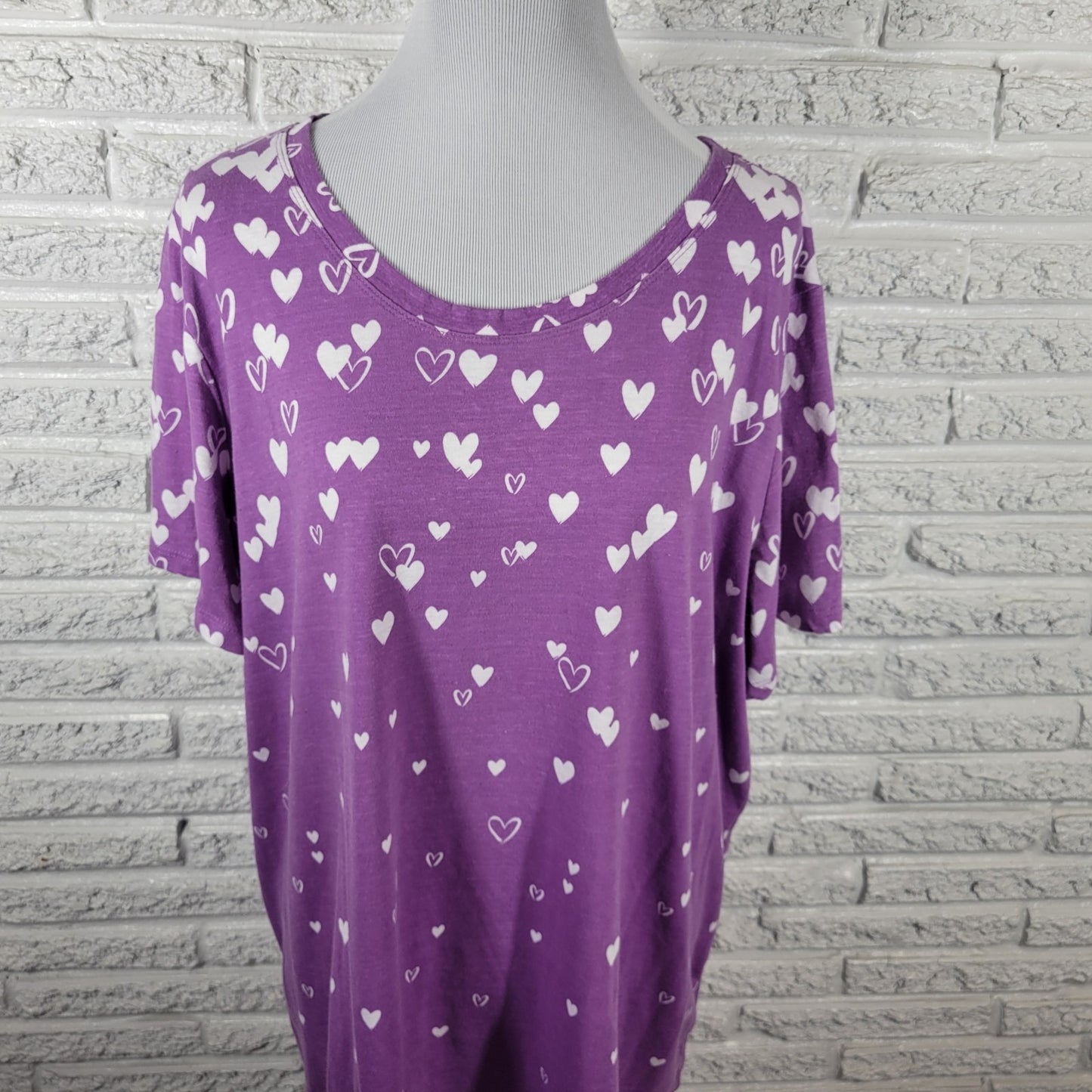 Valentines Day Woman Within Womens Top 2X Plus Tee Lavender Hearts All Over
