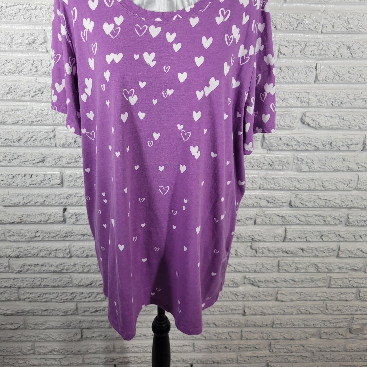 Valentines Day Woman Within Womens Top 2X Plus Tee Lavender Hearts All Over