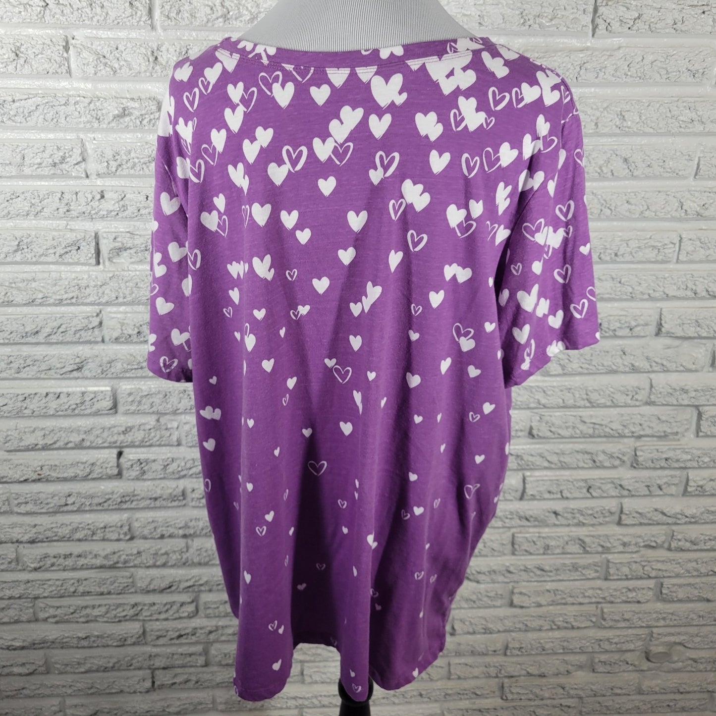 Valentines Day Woman Within Womens Top 2X Plus Tee Lavender Hearts All Over