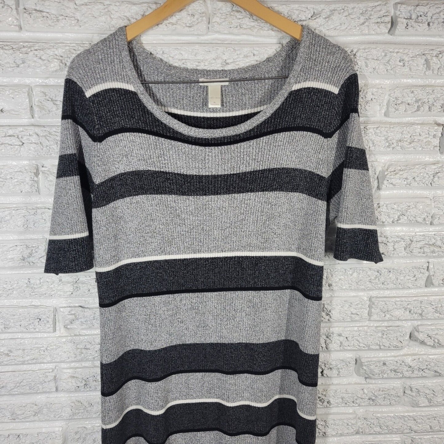 Cato Est 1946 Womens Dress Extra Large XL Sweater Gray Stripe Pullover Comfy