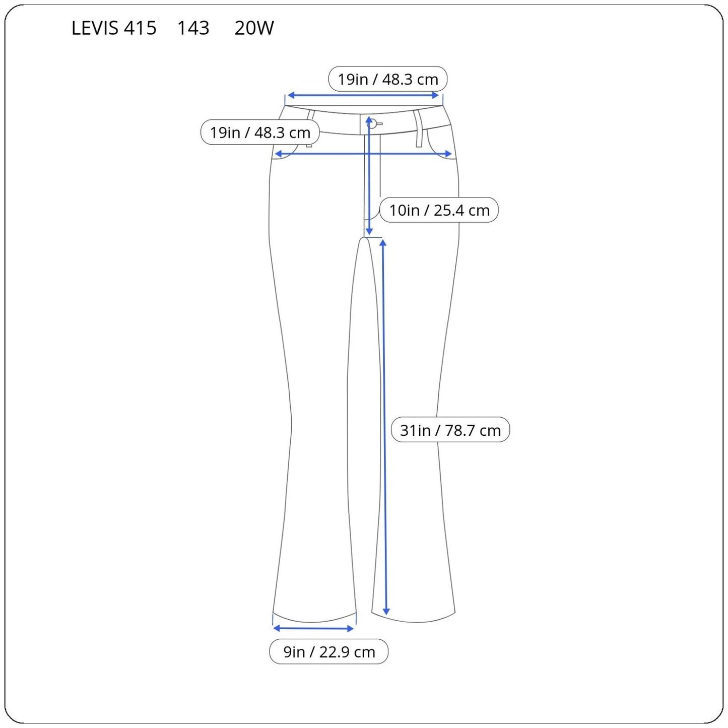 Levis 415 Womens Jeans 20W Plus Classic Boot Cut Medium Blue Denim Comfy Zip Fly