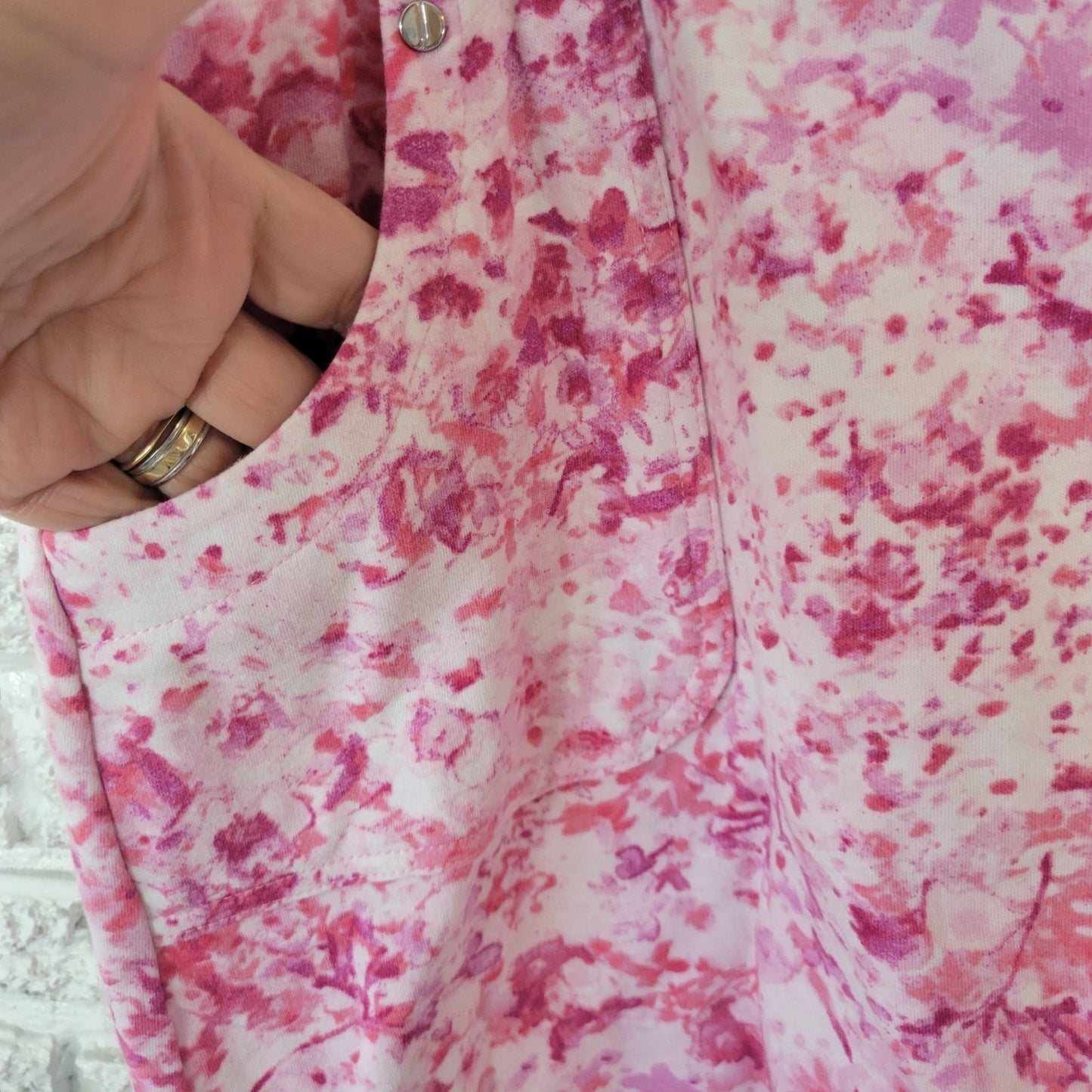 Jones New York XL Pink Floral Skort Cotton Pull On Elastic Waist Pockets