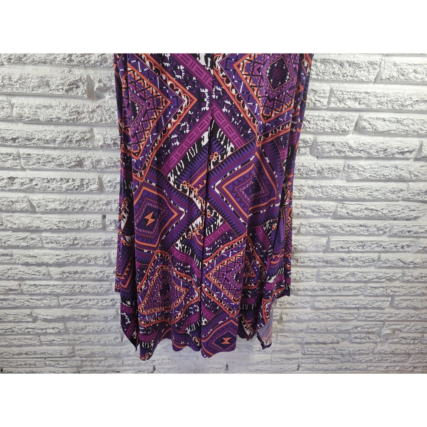 Roaman's 22W Plus Size Dress Purple Geometric Asymmetric Midi Sleeveless GEO366E