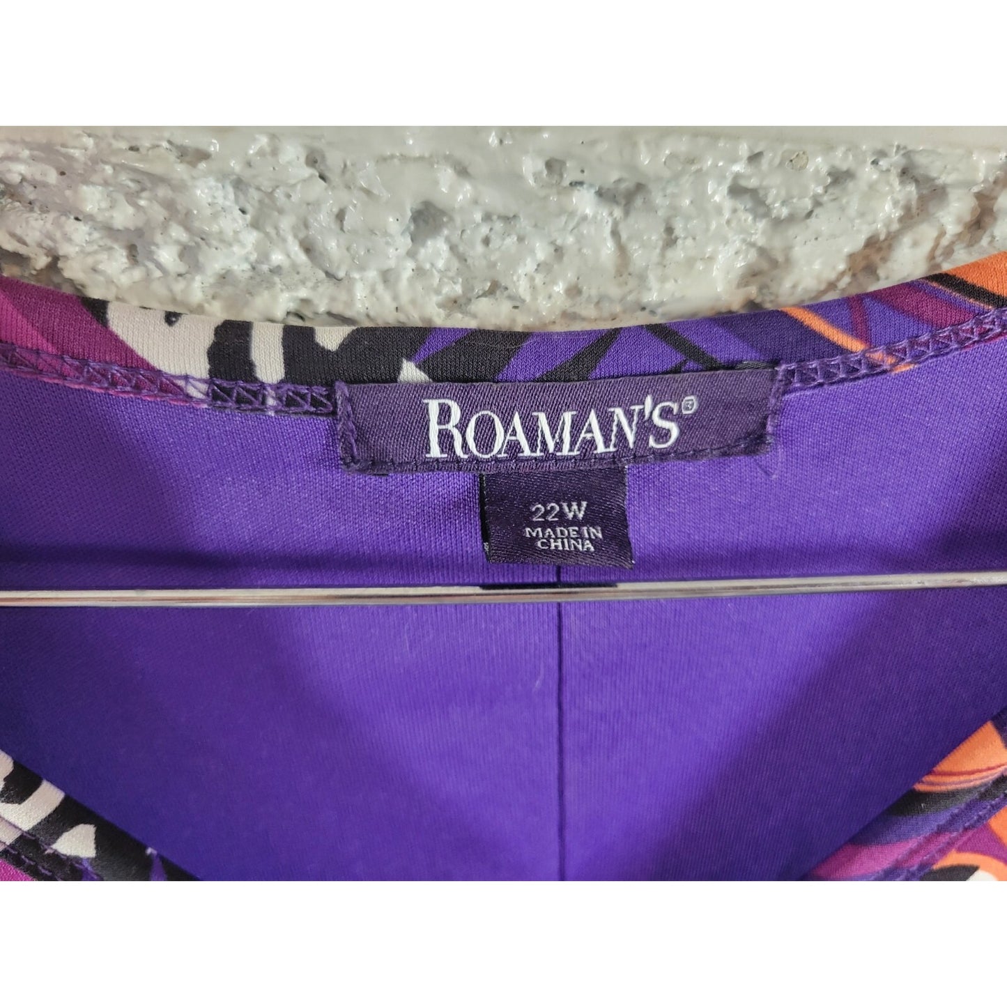 Roaman's 22W Plus Size Dress Purple Geometric Asymmetric Midi Sleeveless GEO366E