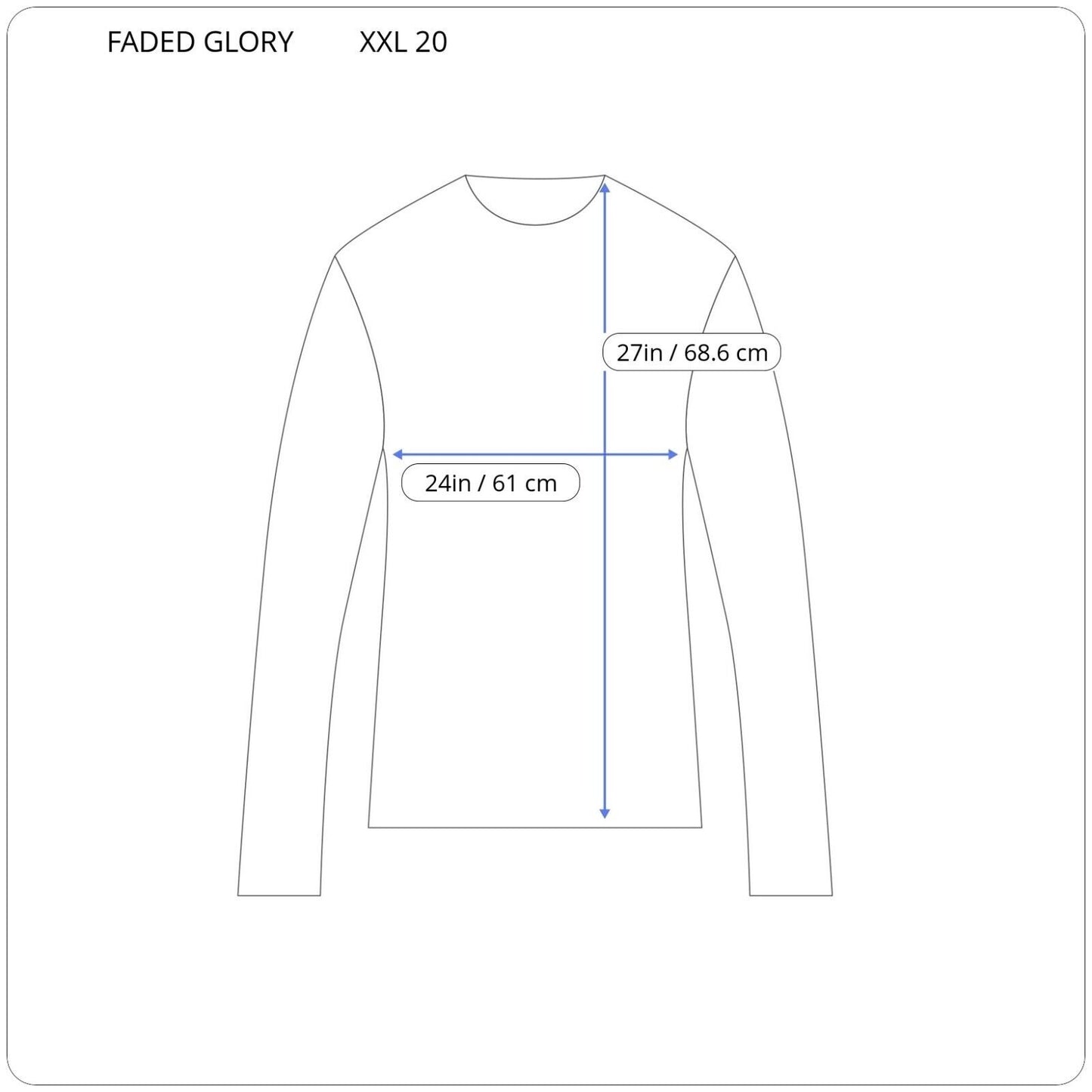 Faded Glory Women Top XXL 20 Long Sleeve Peplum Blue Floral Pleated Lightweight