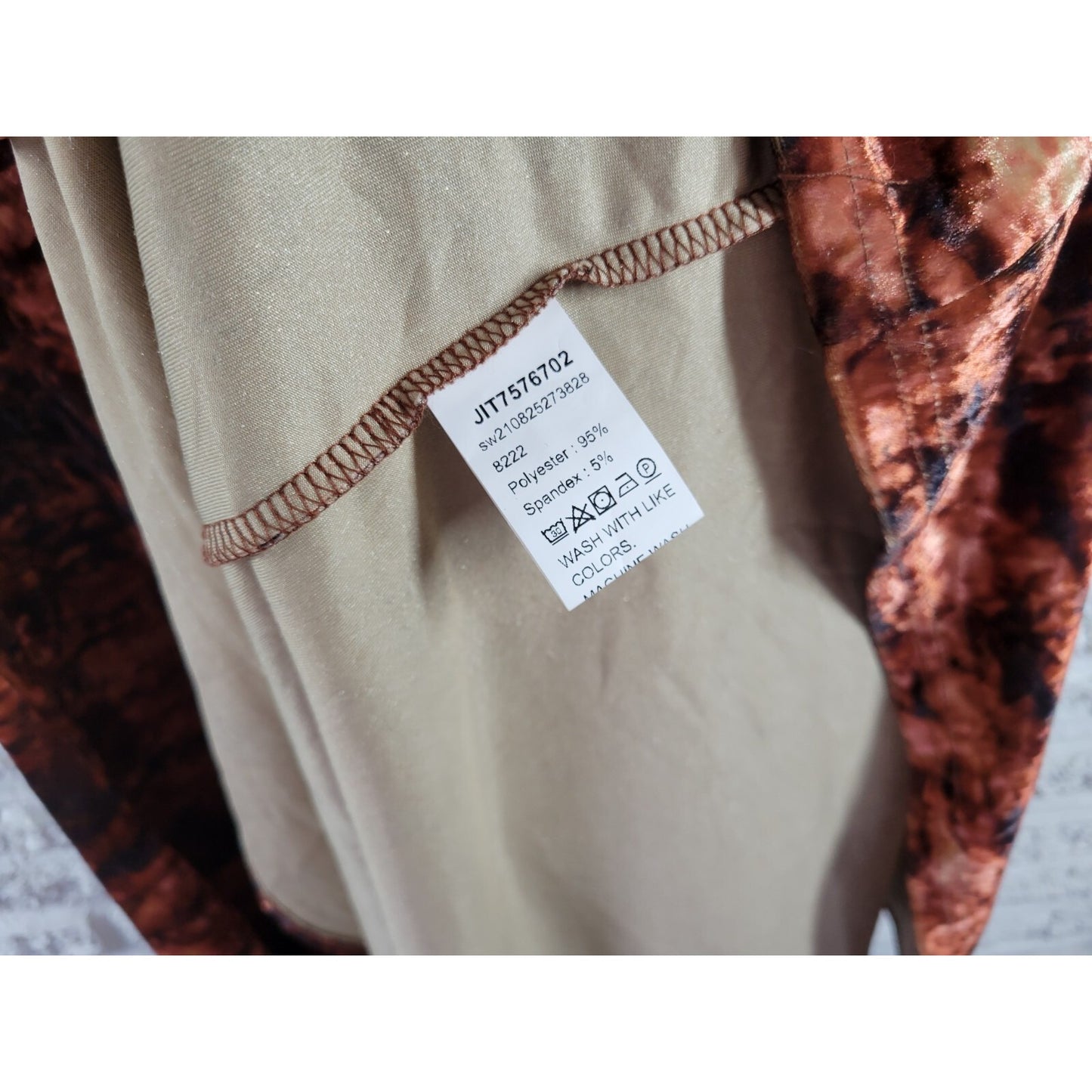 Shein Curve Womens Dress 2XL Plus Maxi Sleeveless Shift Shiny Brown Watercolor