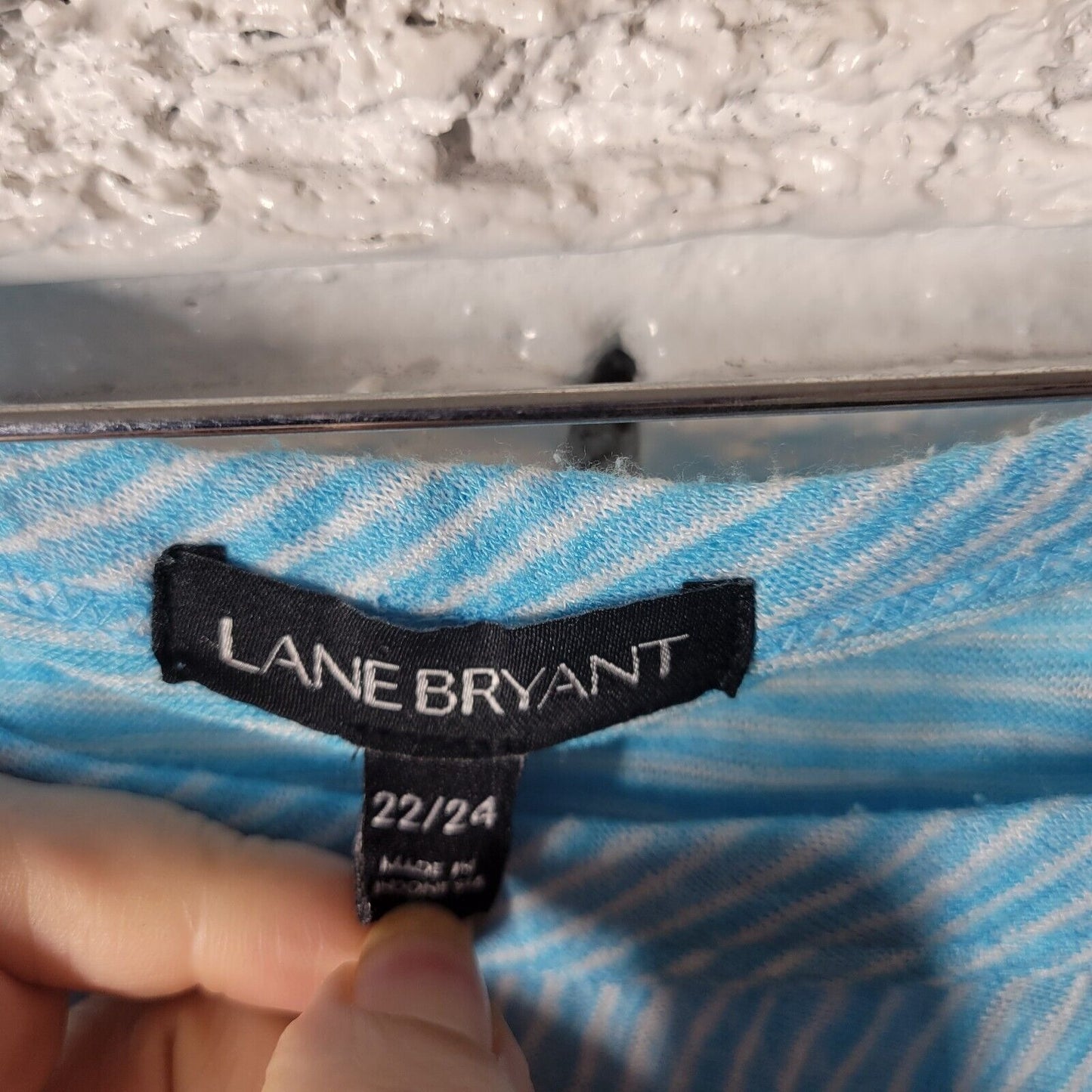 Lane Bryant Womens Top 22 24 Plus Tee Blue White Stripe Lightweight Casual Comfy