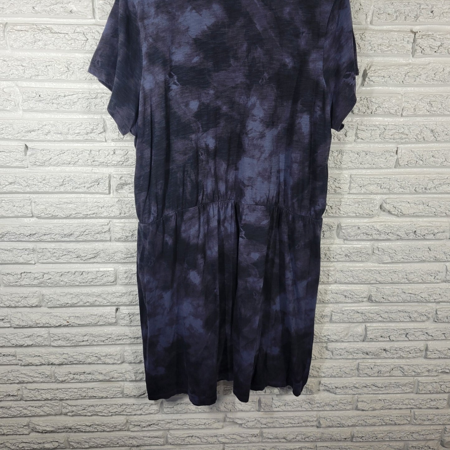 Old Navy Womens Dress XXL Tall Plus Short Sleeve Blue Black Tie Dye Cotton Comfy