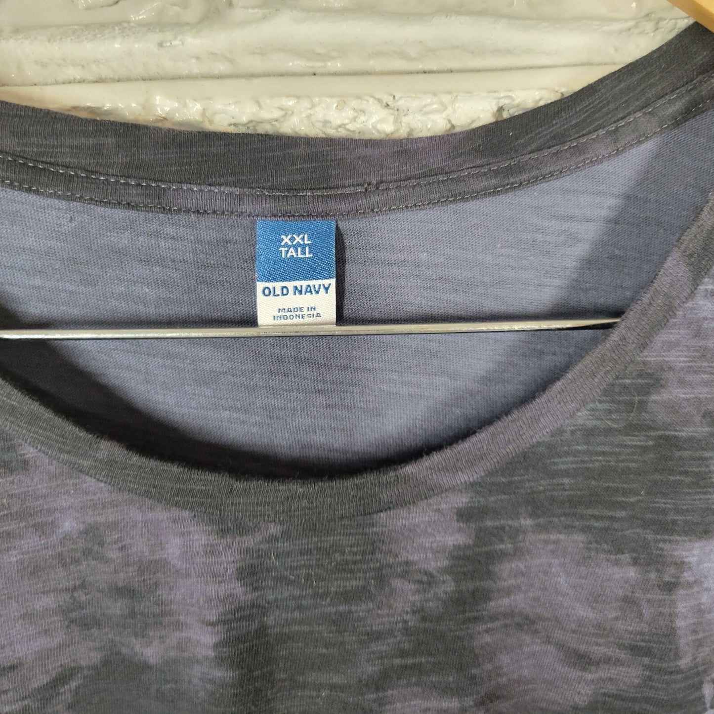 Old Navy Womens Dress XXL Tall Plus Short Sleeve Blue Black Tie Dye Cotton Comfy