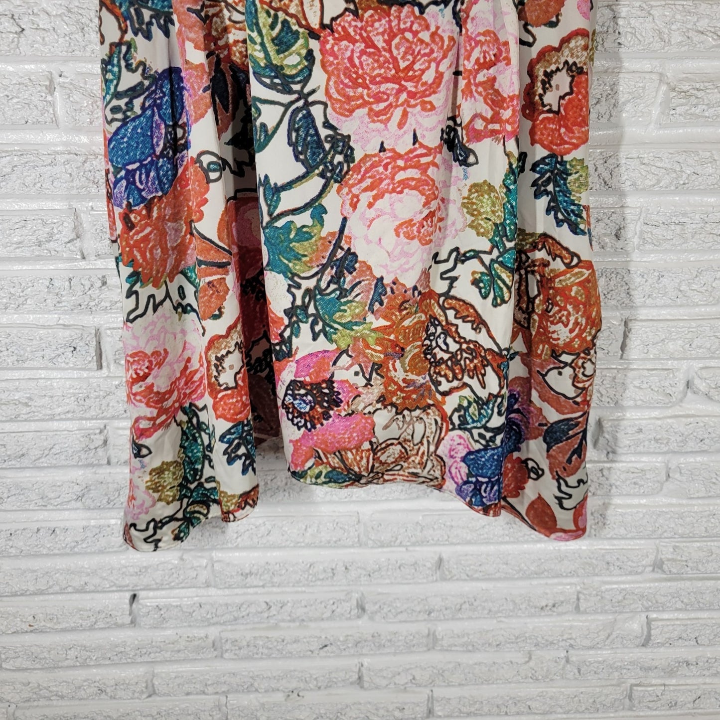 Mel Jo Womens Top Extra Large Sleeveless Lined Red Green Floral Polyester