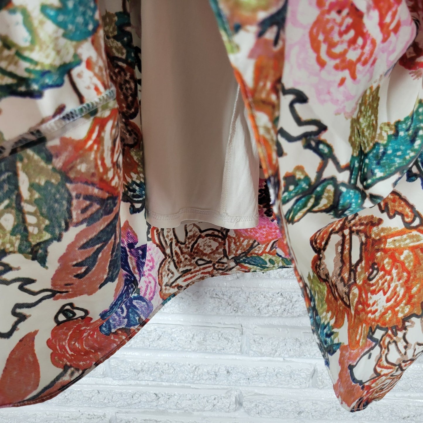 Mel Jo Womens Top Extra Large Sleeveless Lined Red Green Floral Polyester