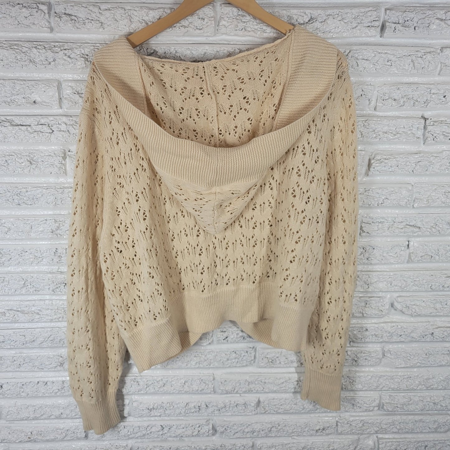 Lane Bryant Womens Sweater 26 28 Plus Cardigan Crop Hoodie One Button Off White