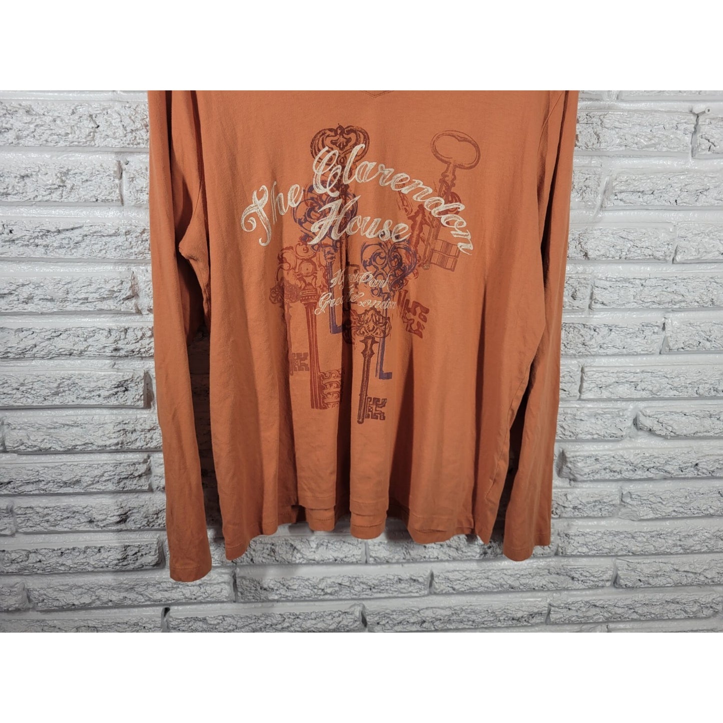 Sonoma Womens Top XL Tee Clarendon House Hyde Park London Cotton Blend Orange