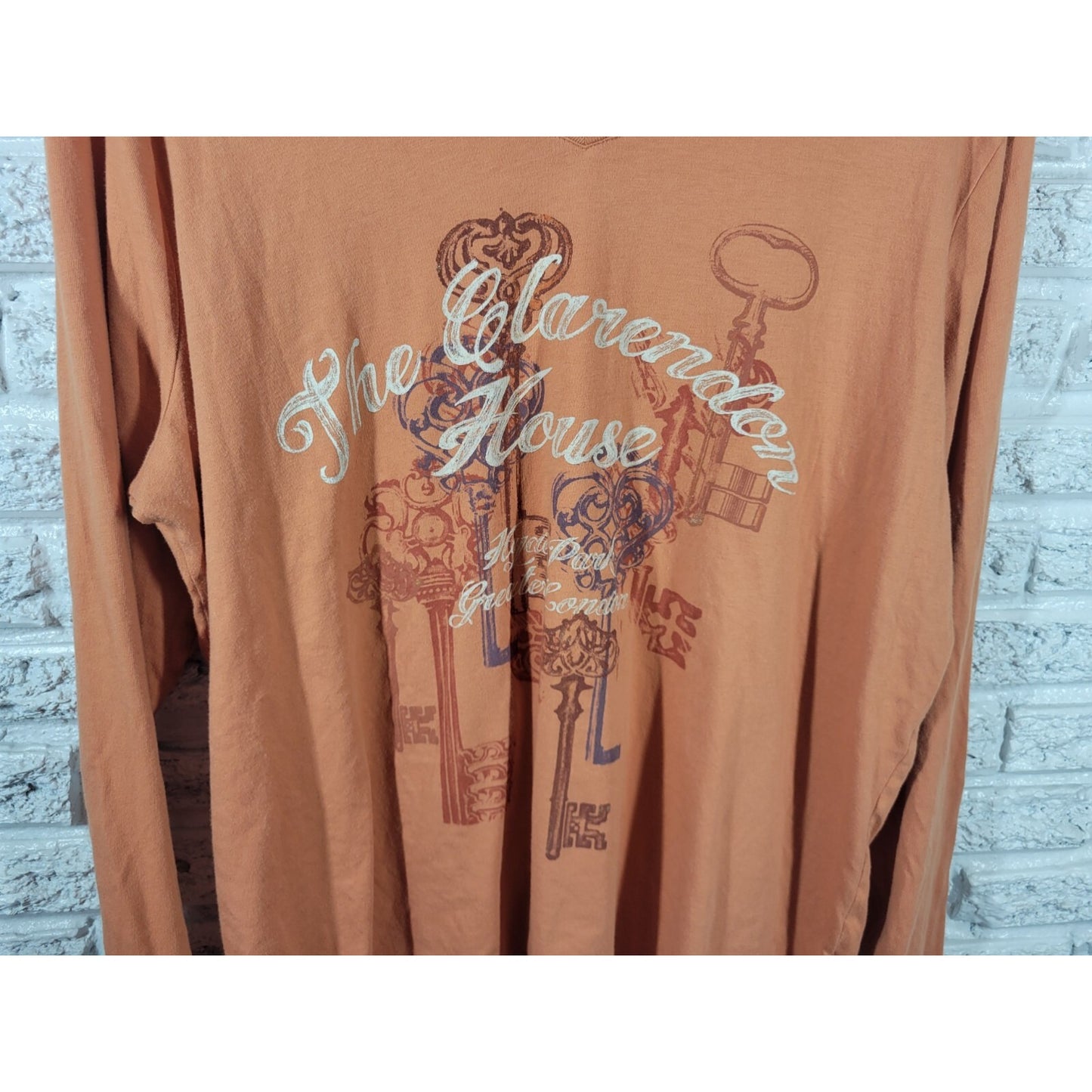 Sonoma Womens Top XL Tee Clarendon House Hyde Park London Cotton Blend Orange