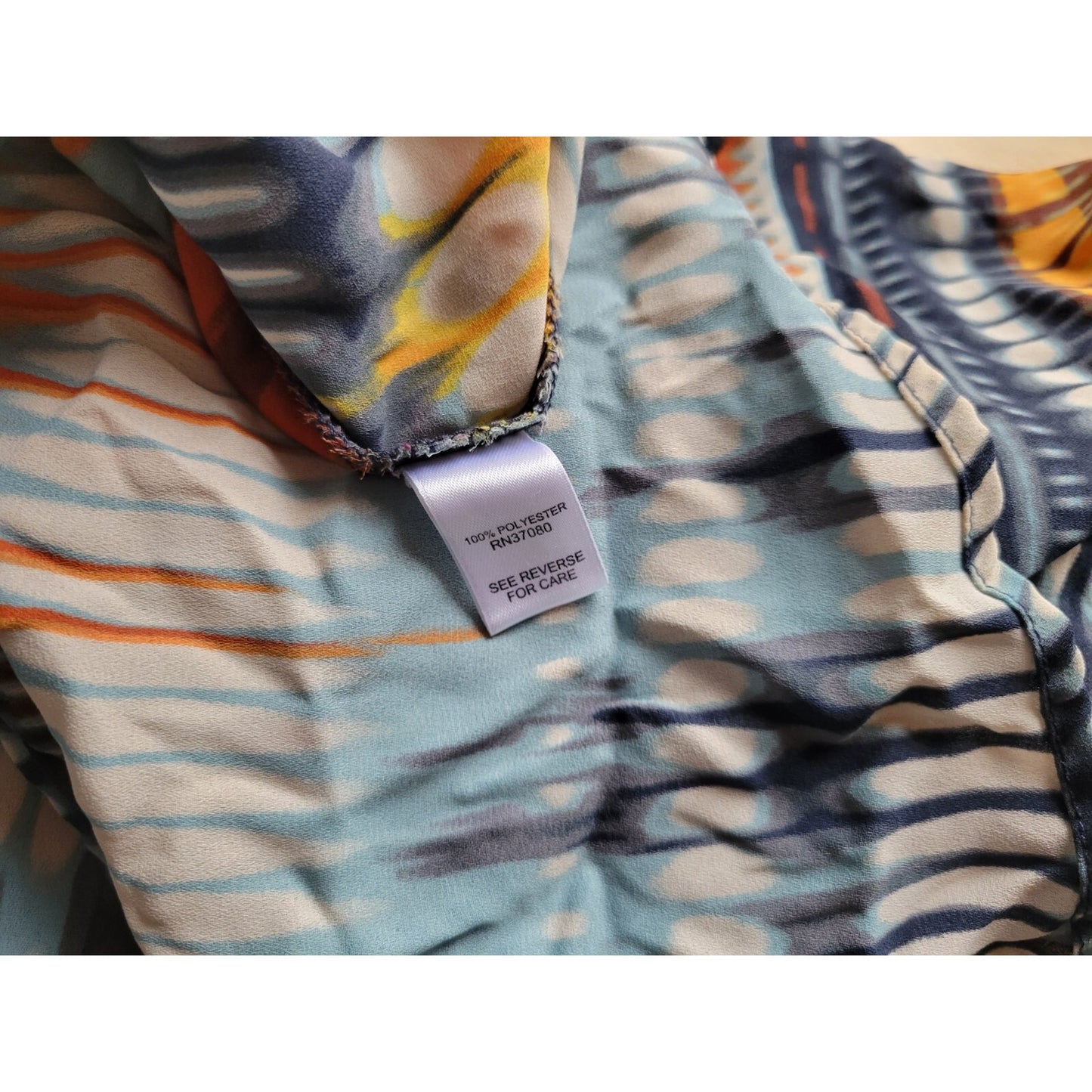 Cato Womens Top 18W 20W Plus Sleeveless Orange Watercolor Semi Sheer Polyester