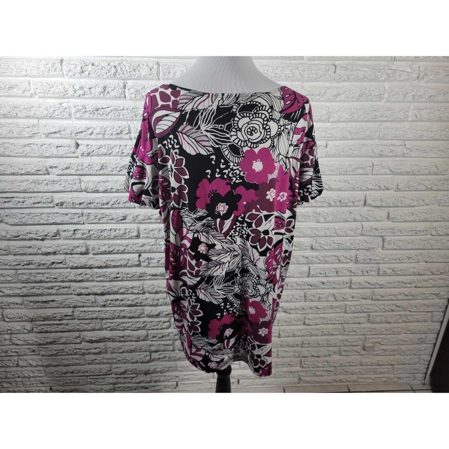 Cato Womens Top 22W 24W Plus Cap Sleeve Purple Floral Poly Blend Pleated Office