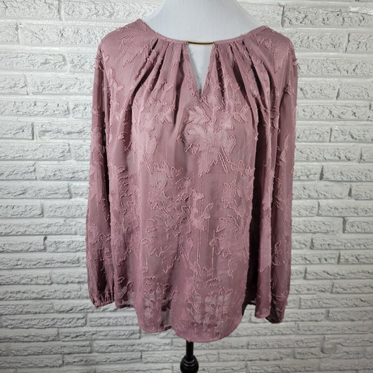 Liz Claiborne Womens Top 1X Plus Muted Lavender Tatted Camisole Metallic Thread