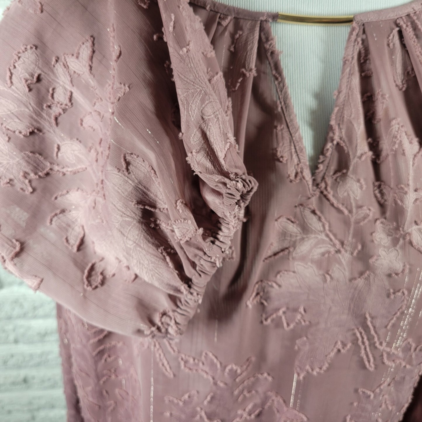 Liz Claiborne Womens Top 1X Plus Muted Lavender Tatted Camisole Metallic Thread