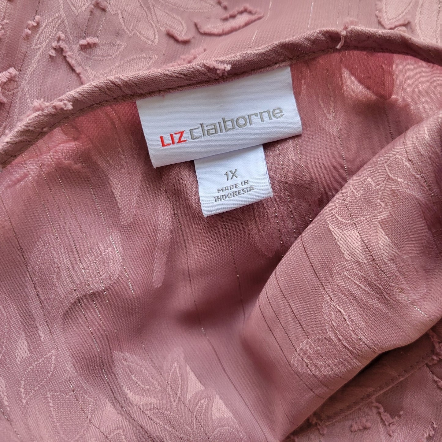 Liz Claiborne Womens Top 1X Plus Muted Lavender Tatted Camisole Metallic Thread